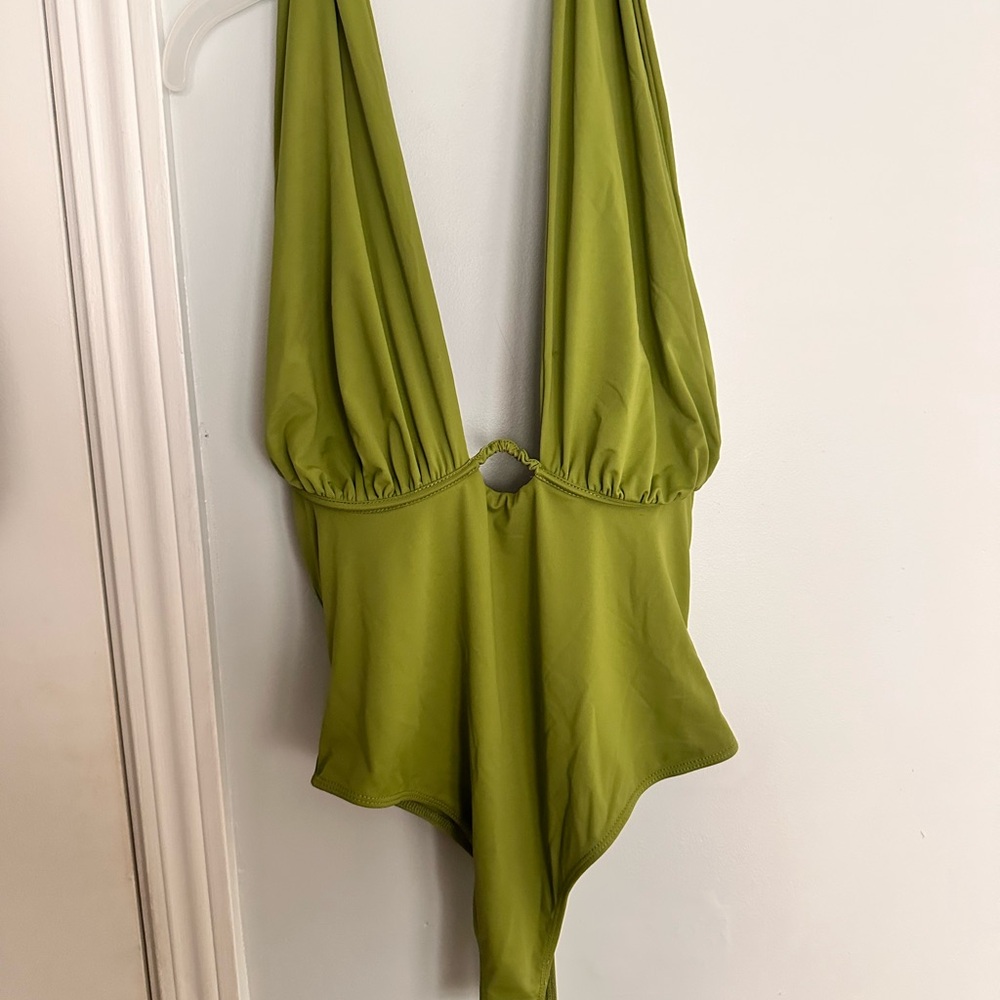 Olive Green Bodysuitwith Front Ring Detail